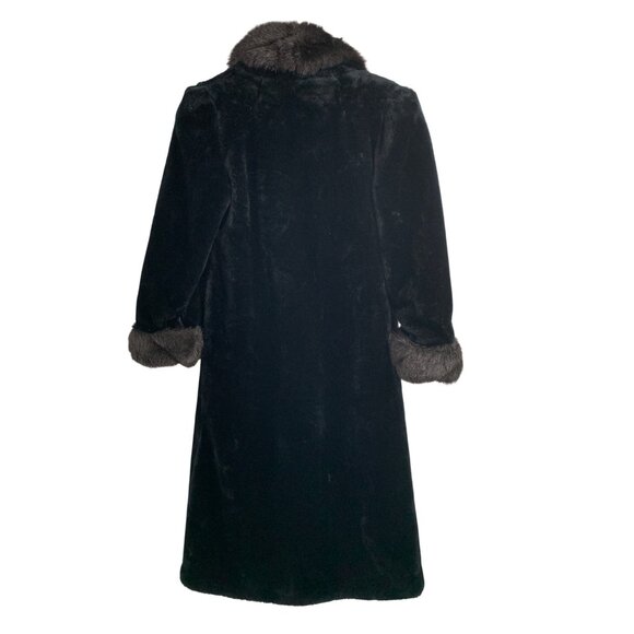 Vintage Black Faux Fur Midi Coat Monterey Size Small USA RJ10198 Penny Lane - Picture 5 of 8